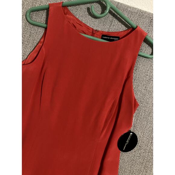 Valerie Dresses Petite Pencil Silk Dress Women's 8 Petite Coral Sleeveless Midi - Picture 3 of 9